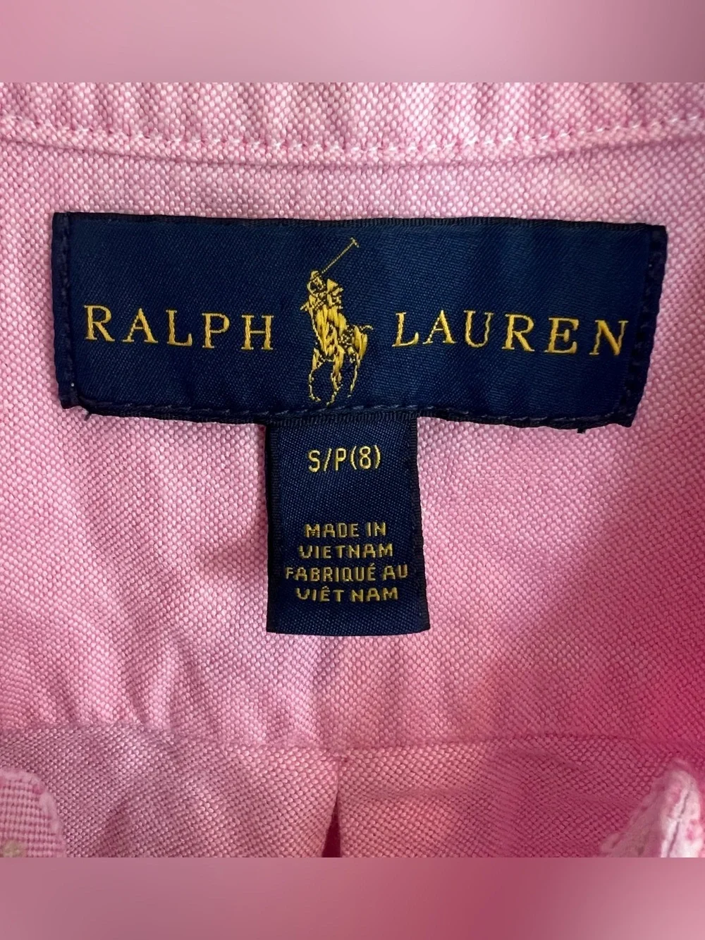 Ralph Lauren Oxford Button‎ Down Shirt Pink Kids S 8